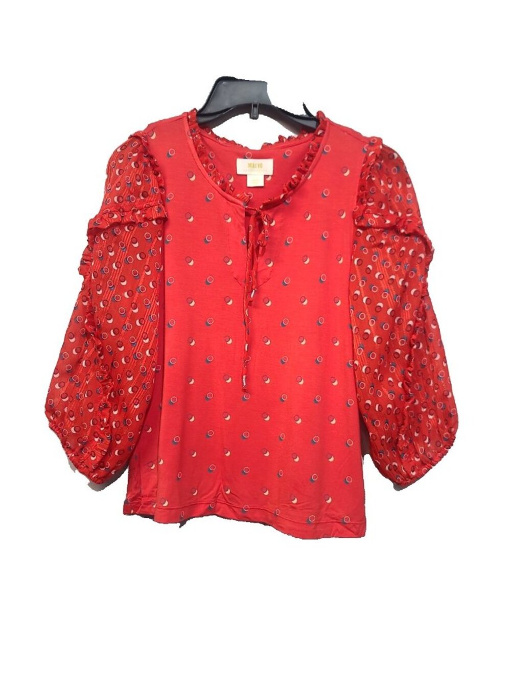 Anthropologie Jacquin Peasant Blouse Red XXS